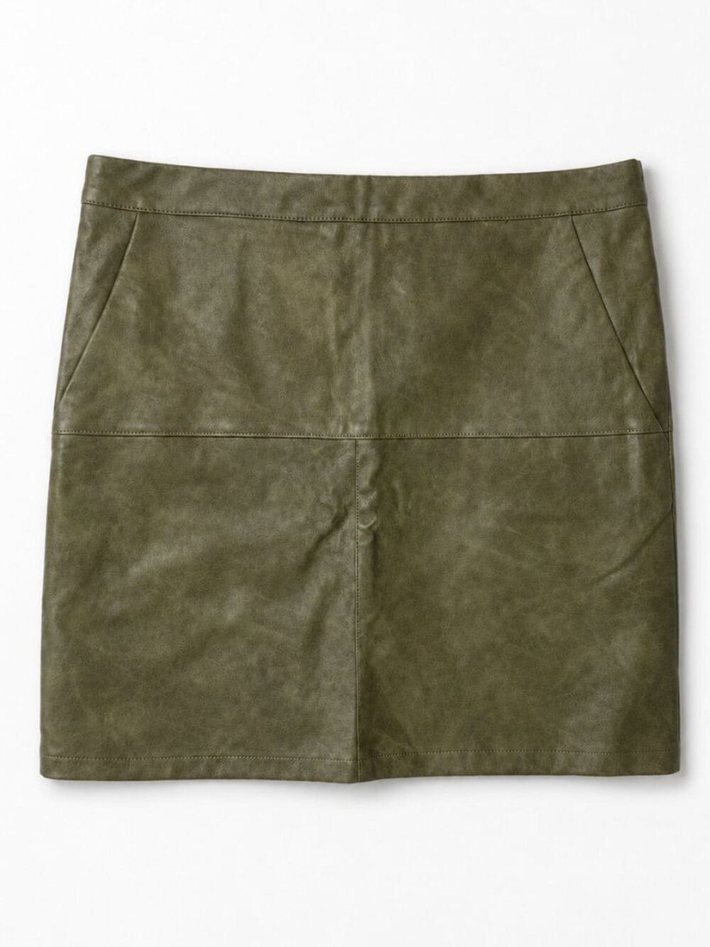 Shinestar Olive Green Faux Suede Look Mini Skirt Size L